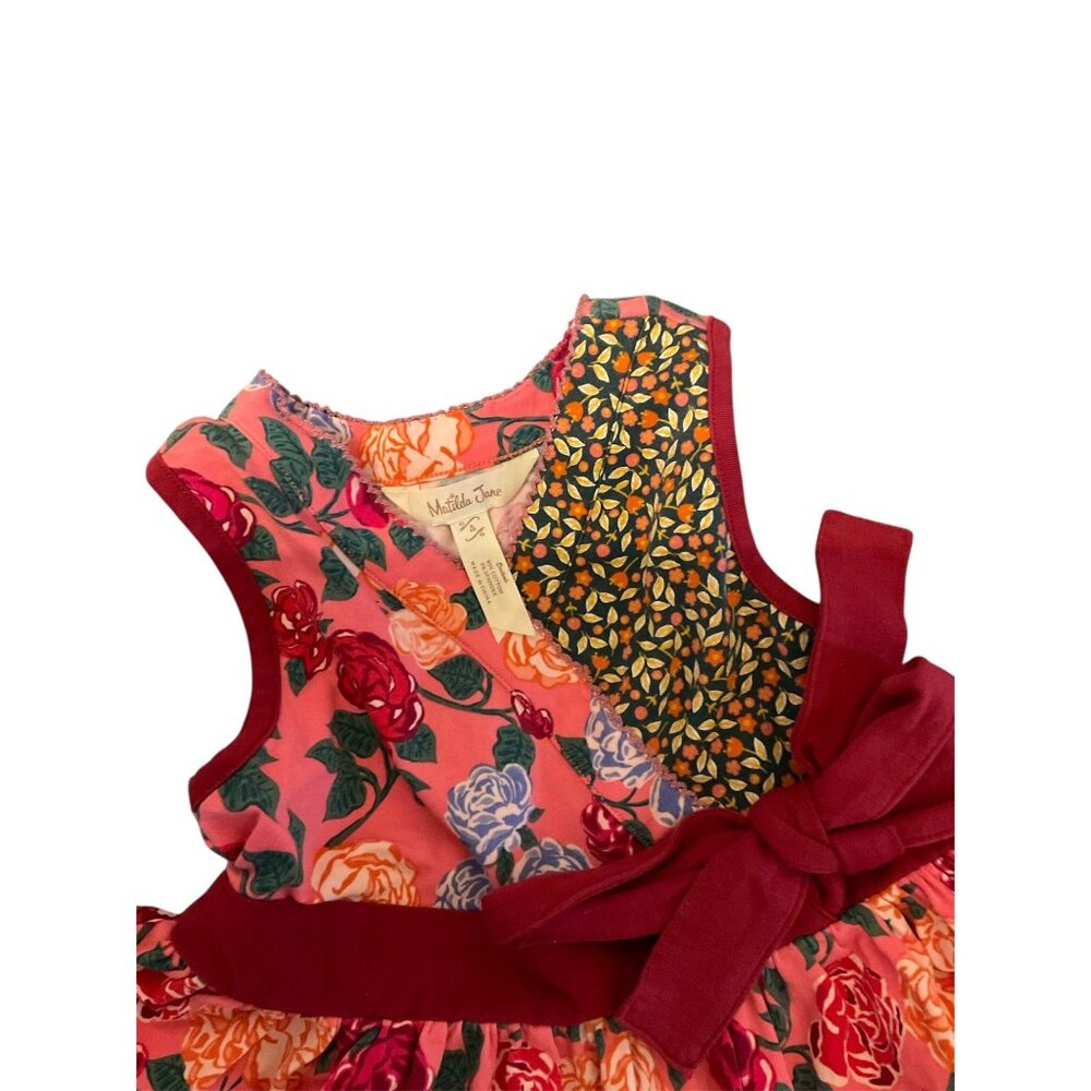 Matilda Jane Pink Vneck Wrap Fall Bouquet Dress Size 4 Girls - Picture 2 of 4